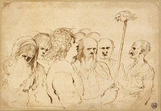 Group of Figures, with Owl on a Pole, n.d., Attributed to Guercino, Italian 1591-1666, Italy, Pen