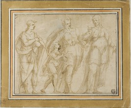 Departure of Tobit (?) (recto), Sketch of Crucifixion (verso), n.d. (recto), late 16th century