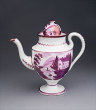 Coffee Pot, c. 1820, England, Staffordshire, Staffordshire, Lead-glazed earthenware with purple