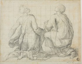 Two Kneeling Male Saints, n.d., Unknown Cremonese, Late 16th century, Italy, Graphite on ivory laid