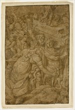 Cupid in Triumphal Chariot, Accompanied by Gods and Goddesses, n.d., Follower of Giulio Pippi,