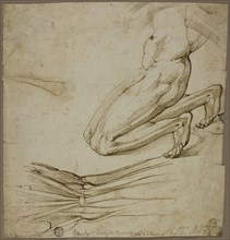 Anatomical Study and Sketch of Kneeling Figure, n.d., Follower of Michelangelo Buonarroti, Italian,