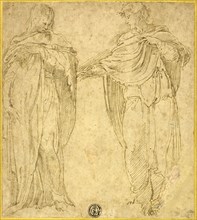 Two Standing Draped Figures (Saint John and the Magdalene?), 1540/60, Attributed to Battista