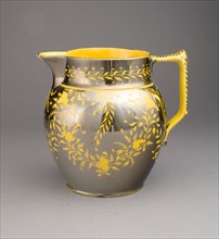 Pitcher, 1810/20, England, Staffordshire, Staffordshire, Lead-glazed earthenware with lustre