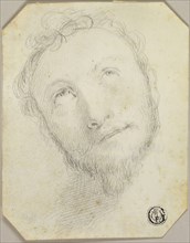 Head of Bearded Man Looking Upwards, n.d., Jonathan Richardson (English, 1665-1745), after Federico