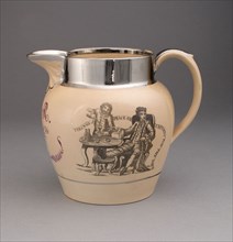 Pitcher, 1814, England, Staffordshire, Staffordshire, Lead-glazed earthenware with lustre