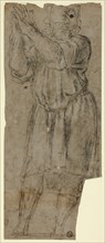 Man Standing in Prayer (recto), Drapery Study (verso), 1550/70, Domenico Fiasella, Italian,