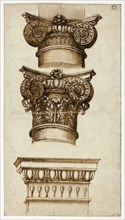 Three Column Capitals, n.d., Giovanni Battista Piranesi (Italian, 1720-1778), style of Cherubino