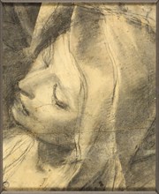 Head of the Swooning Virgin: Study for the Deposition (recot) Base of Column (verso), 1568/69,