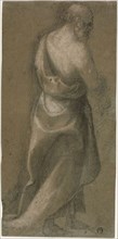 Standing Draped Male Figure in Three-quarters Profile (recto), Putto (verso), 1540/50, Follower of