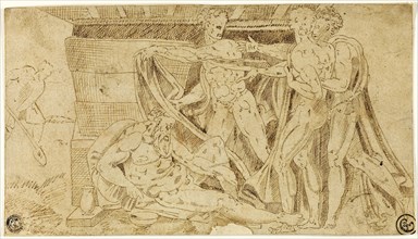 Drunkenness of Noah, n.d., After Michelangelo Buonarroti, Italian, 1475-1564, Italy, Pen and brown