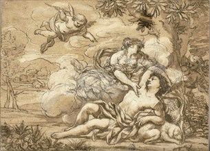 Diana and Endymion, n.d., probably after Ciro Ferri, Italian, 1634-1689, Italy, Pen and brown ink,