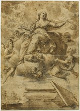 Assumption of the Virgin, n.d., School of Carlo Maratti, Italian, 1612-1666, Italy, Pen and brown