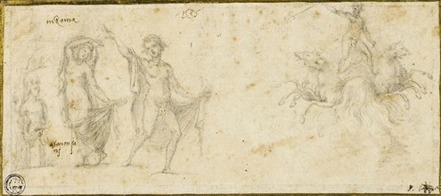 Sketches after the Antique: Bacchic Revels, Neptune in His Chariot, c. 1535, Pirro Ligorio,
