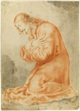 Christ Kneeling, n.d., After Carlo Dolci, Italian, 1616-1686, Italy, Red and black chalk on ivory