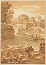Figures Seated by a River, n.d., Giovanni Francesco Grimaldi, Italian, 1606-1680, Italy, Pen and