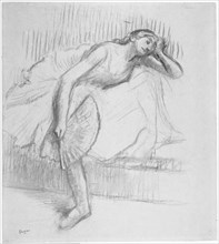 Dancer Resting with a Fan, 1890/95, Edgar Degas, French, 1834-1917, France, Charcoal with stumping,