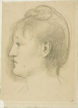 Head of a Woman, c. 1890, Pierre Puvis de Chavannes, French, 1824-1898, France, Black chalk on tan