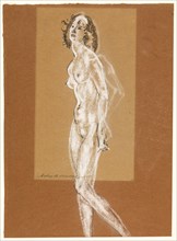 Standing Female Nude, 1882/93, Arthur B. Davies, American, 1862-1928, United States, Black crayon