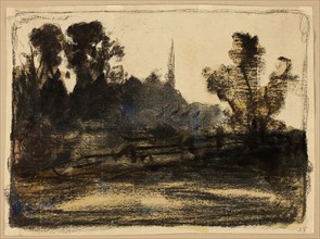 Landscape, n.d., William Morris Hunt, American, 1824-1879, United States, Charcoal over watercolor
