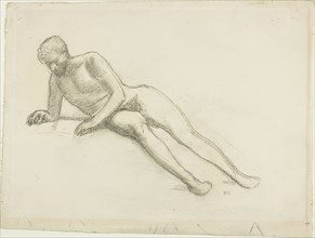 Reclining Male Nude, n.d., Pierre Puvis de Chavannes, French, 1824-1898, France, Charcoal on buff