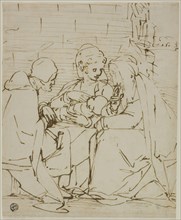 Holy Family with Saint Anne, c. 1570, School of Luca Cambiaso, Italian, 1527-1585, Italy, Pen and