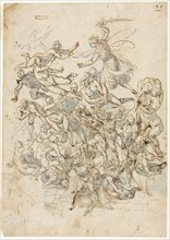 Fall of the Damned (recto), Sketches of Seated Saint John the Baptist (verso), n.d., Circle of