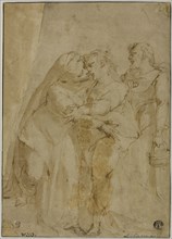 Visitation, c. 1555, Luca Cambiaso, Italian, 1527-1585, Italy, Pen and brown ink, with brush and