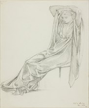 Seated Female Figure, 1873, Sir Edward Burne-Jones, English, 1833-1898, England, Graphite on ivory