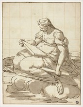 Sibyl in the Clouds, after 1570, After Luca Cambiaso, Italian, 1527-1585, Italy, Pen and brown ink