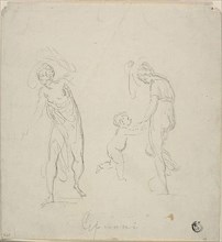 Two Sketches: Standing Woman, Woman Dancing with Child, n.d., Giovanni Battista Cipriani, Italian,