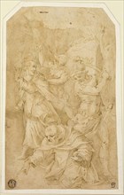 Study for the Death of Saint Peter Martyr, c. 1571, Circle of Giorgio Vasari, Italian, 1511-1574,