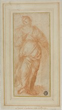 Lucretia, n.d., Lorenzo Pasinelli, Italian, 1629-1700, Italy, Red chalk on ivory laid paper, laid