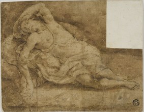 Sleeping Figure, n.d., Unknown Artist, Italian, Bologna, 17th century, Italy, Pen and brown ink,