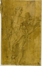 Study for Male Allegorical Figure, n.d., After Taddeo Zuccaro, Italian, 1529-1566, Italy, Pen and
