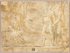 Faustulus and Merentia Discover Romulus and Remus, n.d., Possibly school of Fontainebleau (French,