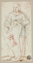 Saint Barbara, n.d., Stefano della Bella, Italian, 1610-1664, Italy, Pen and brown ink, with brush