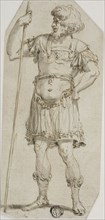 Standing Roman Warrior Holding Staff, n.d., Possibly style of Raymond de Lafage (French,