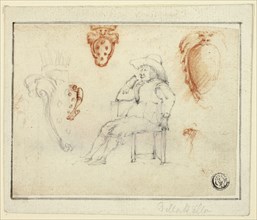 Sketches of Seated Man, Medici Coats of Arms, n.d., Attributed to Stefano della Bella, Italian,