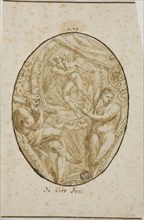 Spandrel with Rape of Orytheia Flanked by Hercules and Omphale, n.d., Possibly after Ciro Ferri,