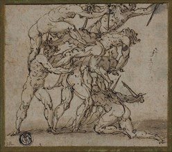 Male Nudes Locked in Combat with Daggers, n.d., Unknown Artist, Italian, late 16th century, Italy,