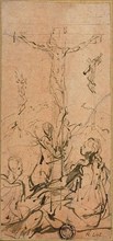 Crucifixion, 1524/27, Parmigianino, Italian, 1503-1540, Italy, Pen and brown ink on cream laid