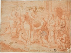 Departure of Tobias, n.d., Unknown Artist, Italian, late 16th century, Italy, Red chalk on tan laid