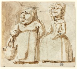 Caricatures of Two Women (recto), Praying Judas (verso), n.d., Attributed to Pier Francesco Mola,