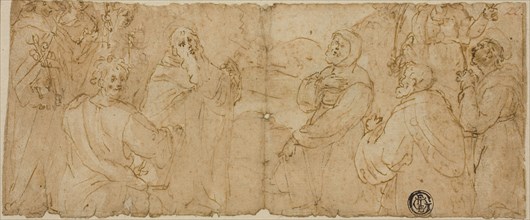 Franciscan Saints in Adoration, n.d., Unknown Artist, Italian, late 16th century, Italy, Pen and