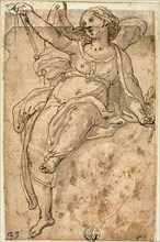 Seated Angel, n.d., After Federico Zuccaro, Italian, 1540/42-1609, Italy, Pen and brown ink with