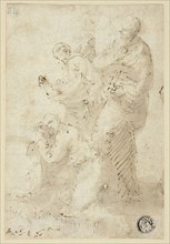 A Group of Figures, c. 1649, Jusepe de Ribera, Spanish, 1591-1652, Italy, Pen and brown ink and