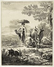Woman Milking a Cow, n.d., Cornelis Visscher (Dutch, c. 1629-1658), after Nicolaes Berchem the