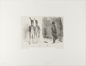 Sheet with Sketch (Grenadier of the Guard, Napoleon in a Bivouac), 1842, Denis Auguste Marie Raffet