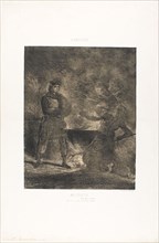 Macbeth and the Witches, 1825, Eugène Delacroix, French, 1798-1863, France, Lithograph from two
